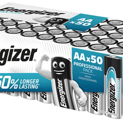 Pile alcaline Energizer Max Plus AA LR6 1.5V box à 50 pièces 