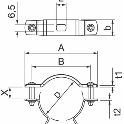 Collare per tubo/cavo Bettermann, con foro per vite, Ø20…25mm, V4A, 1.4571 