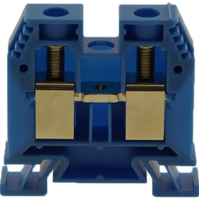 Borne de passage joignable Woertz 16…35mm² 125A 1000V vis 2×1 rail DIN 35mm bl 