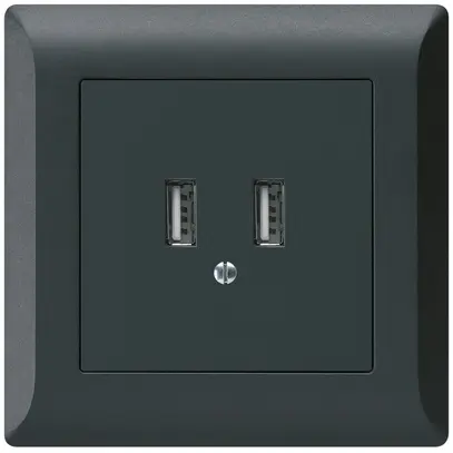 UP-USB-Ladesteckdose Hager kallysto.line 240V 2400mA schwarz 