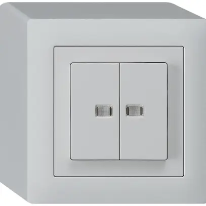 AP-Leuchtdrucktaster kallysto 2×AR/1L mit 2 Linsen hellgrau 