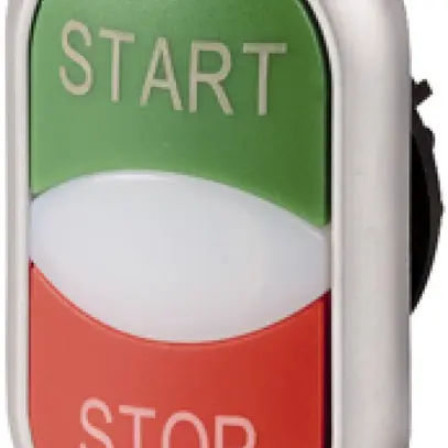 Pulsante doppio ETN RMQ piatto START/STOP verde/rosso, anello cromato 