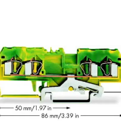 Morsetto WAGO 4L 4mm² verde/giallo 