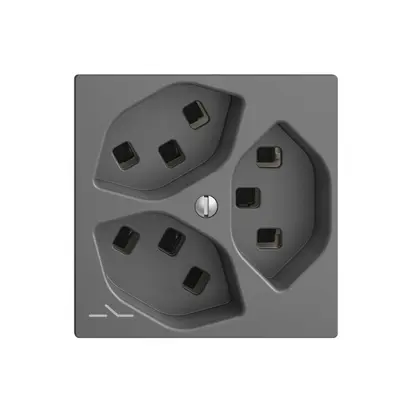Steckdose 3×T23 Feller EDIZIOdue F, 1×getrennt, Steckklemmen, dunkelgrau 