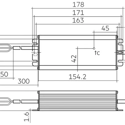 Convertitore LED Tridonic LC 100 24V IP67 L EXC UNV, 100W, 24VDC, 178×68×39mm 