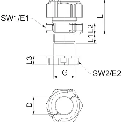 Kabelverschraubung Bettermann V-TEC TB20 teilbar M20 geschlossen IP67 grau 