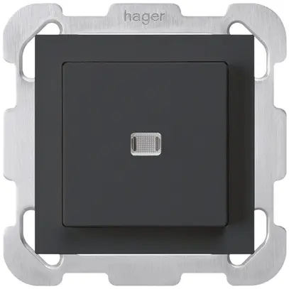 Interruttore pulsante luminoso INC kallysto 6/1P nero con piastra di fissaggio 