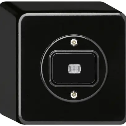 Interruttore AP basico luminoso 3/1L nero 