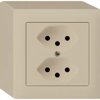 Prise AP kallysto 2×T13 beige avec sécurité enfants 