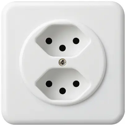 Prise ENC basico 2×type 13 blanc avec sécurité enfants 