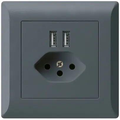 Prise ENC 2×USB & T13 kallysto.line 2400mA anthracite 