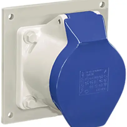 Prise INC CEEtyp 3L 32A 6h droite, platine grd.III 