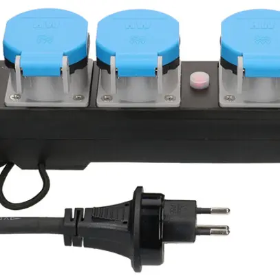 Prise multiple MAX HAURI Construct Line 10m 4×T13 IP55 90° schwarz 