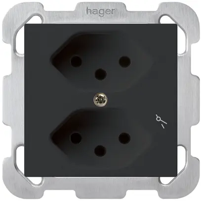 Prise ENC kallysto 2×T13/1 noir avec plaque de fixation avec plaque de fixation 