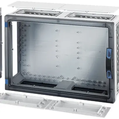 Coffret d'appareil Hensel FP 0441 gris vide a.porte transpa.fermée 546×366×186mm 