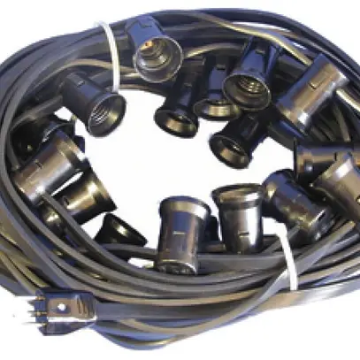 Illuminations-Girlande mit 20 Fassungen E27, T12, 20m, schwarz 