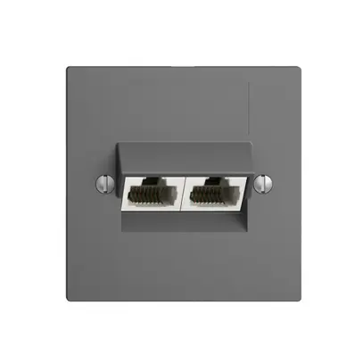 Inserto per presa di raccordo INC 2×RJ45/u 4P sep.EDIZIOdue grigio scuro ITplus 