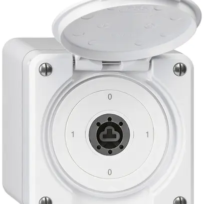 Interruttore a chiave AP robusto IP55 con copertura senza cilindro S0/3P bianco 