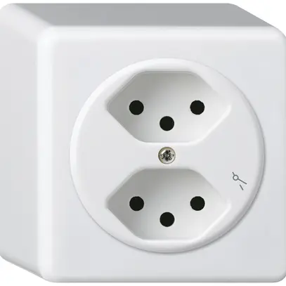 Prise AP basico 2×type 13/1 blanc h=54mm 