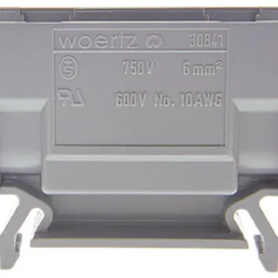 Borne de dérivation Woertz 2.5…6mm² 41A 750V vis 2×1 rail DIN 35mm gris 
