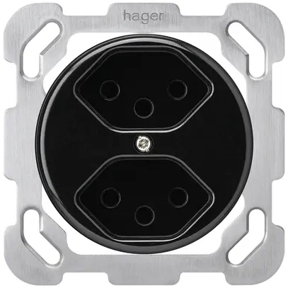 Inserto per presa INC basico 2×tipo 13 nero con protezione bambini 