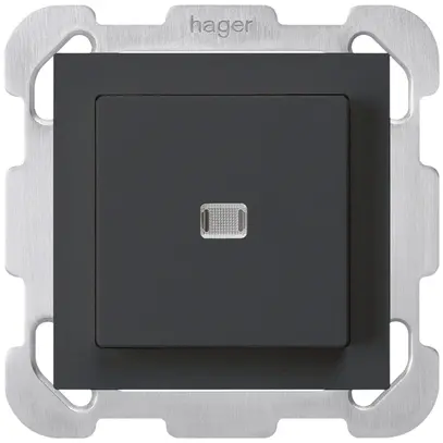 Interrupteur poussoir lumineux ENC kallysto 3/2P noir avec plaque de fixation 