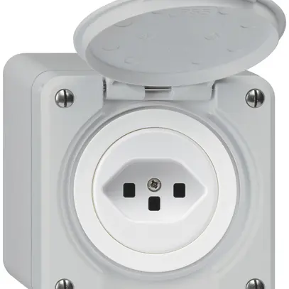 Prise AP robusto type 23 gris avec bornes à fiches 