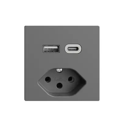 Presa USB tipo A+C + tipo 13 Feller EDIZIOdue F 230V 3000mA grigio scuro 