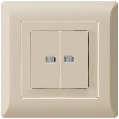 Pulsante luminoso INC kallysto.line 2×AR/1P con 2 lenti beige 