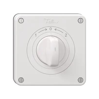 Contatto rotativo NEVO N.CO con manopola, KS, 1->0<-2, bianco 