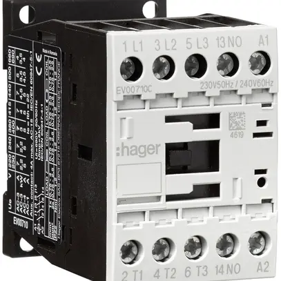 Contattore di potenza Hager 3P+1 chiusura 7A da AC-3 tensione di bobina 230VAC 