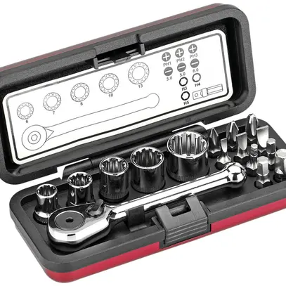 Jeu de clés à canon/embouts CIMCO avec cliquet & porte-embout 16 pièces 