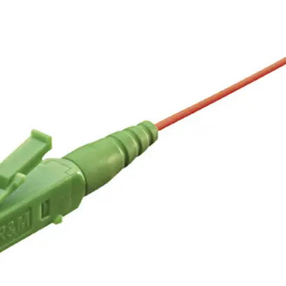 Pigtail FO R&M, spina LC APC 8° SM verde, fibra 9/125µm G.657 LSZH rosso 0.7m 
