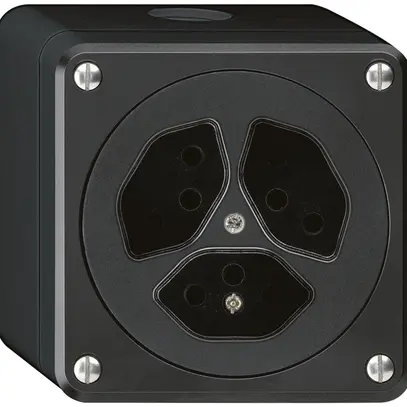 AP-Steckdose robusto 3×Typ 13 schwarz ohne Klappdeckel 