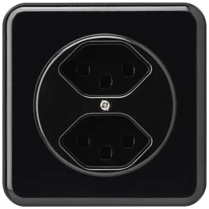 Prise ENC basico 2×type 23 noir avec bornes enf. 