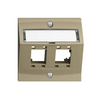 Kit montaggio EDIZIOdue, con cappa di uscita obliqua, per 2×RJ45, sand 