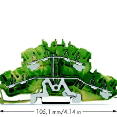 Morsetto 2 piani WAGO 8L PE verde/giallo, ponte interno 
