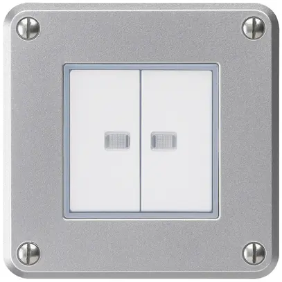 UP-Drucktaster robusto IP55 2×1P aluminium 2×beleuchtet für Kombination 