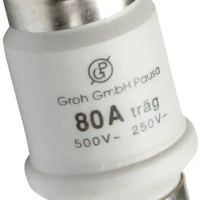 Fusible D Hager DTIV 34×56mm, caractéristique de déclenchement retardé T 80A gG 