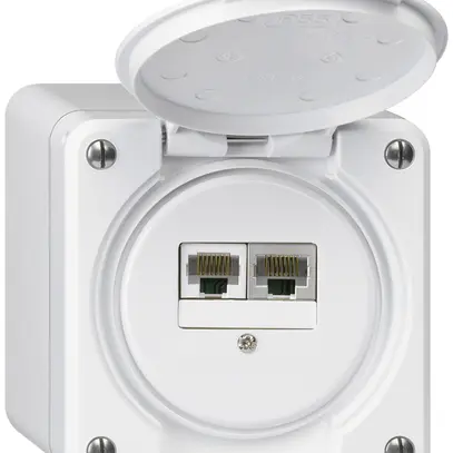 Scatola di raccordo AP robusto IP55 bianco 1×RJ45/s 1×RJ45/u separate 