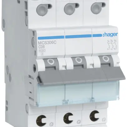 Disgiuntore Hager MCB quickconnect 3P 400V tipo C 6A Icn 6kA 3UM 