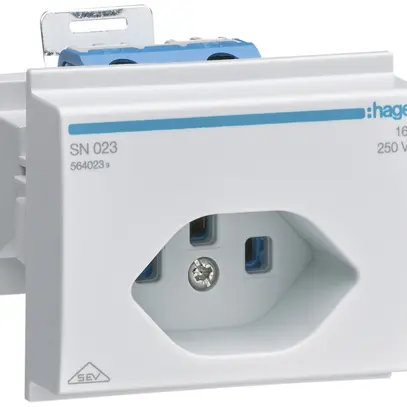 Prise INC Hager type 23 pour montage DIN avec bornes à vis gris 