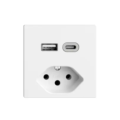 Prise USB type A+C + type 13 Feller EDIZIOdue F 230V 3000mA blanc 