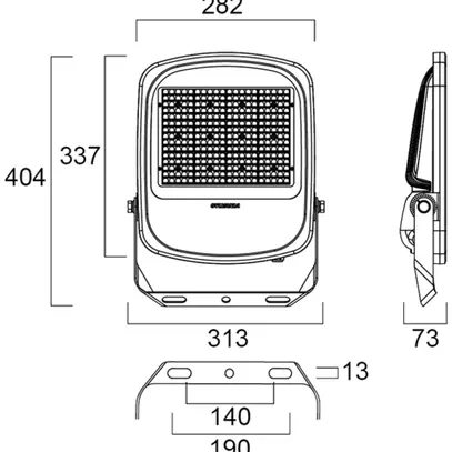 LED-Strahler Sylvania Kalani 150W 21900lm 840 IP66 65×120° 404×313mm schwarz 