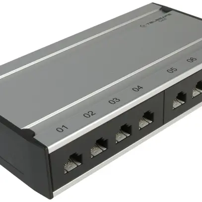 Patch box mini 8×RJ45u cat.6 UTP, grigio alluminio, non schermato 