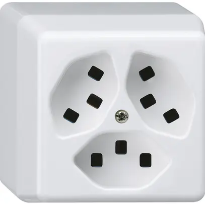 Presa AP Hager basico 3×tipo 23 P bianco 