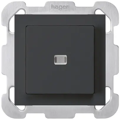 Pulsante luminoso INC kallysto A-R/2P nero con piastra di fissaggio 