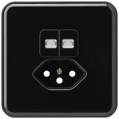 UP-Frontset basico 86×86mm schwarz mit 2 Linsen und Kinderschutz S1/T13 für BOMI 