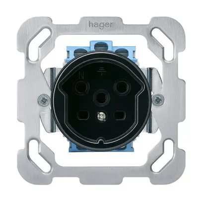 Prise ENC HA basico type 15 avec plaque de fixation avec bornes enfichables noir 