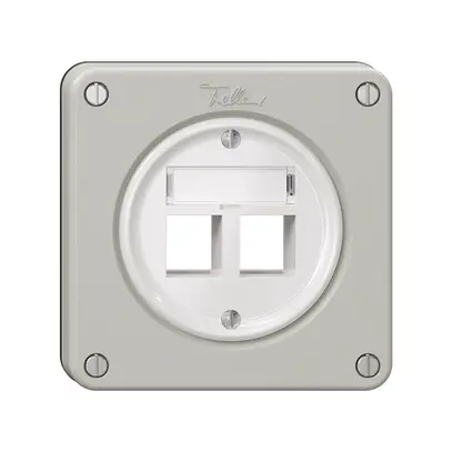 Montageset Feller Keystone, für gerade Steckrichtung, zweifach, lichtgrau 